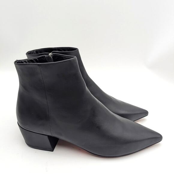 Linea Paolo Wynda Pointed Toe Ankle Bootie Women's Black Leather Size US12M EU43 - Picture 3 of 12